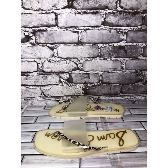 Sam Edelman Luciana Clear Cream Snakeskin Thong Strap Slide Sandals Women 10.5M - Picture 9 of 16